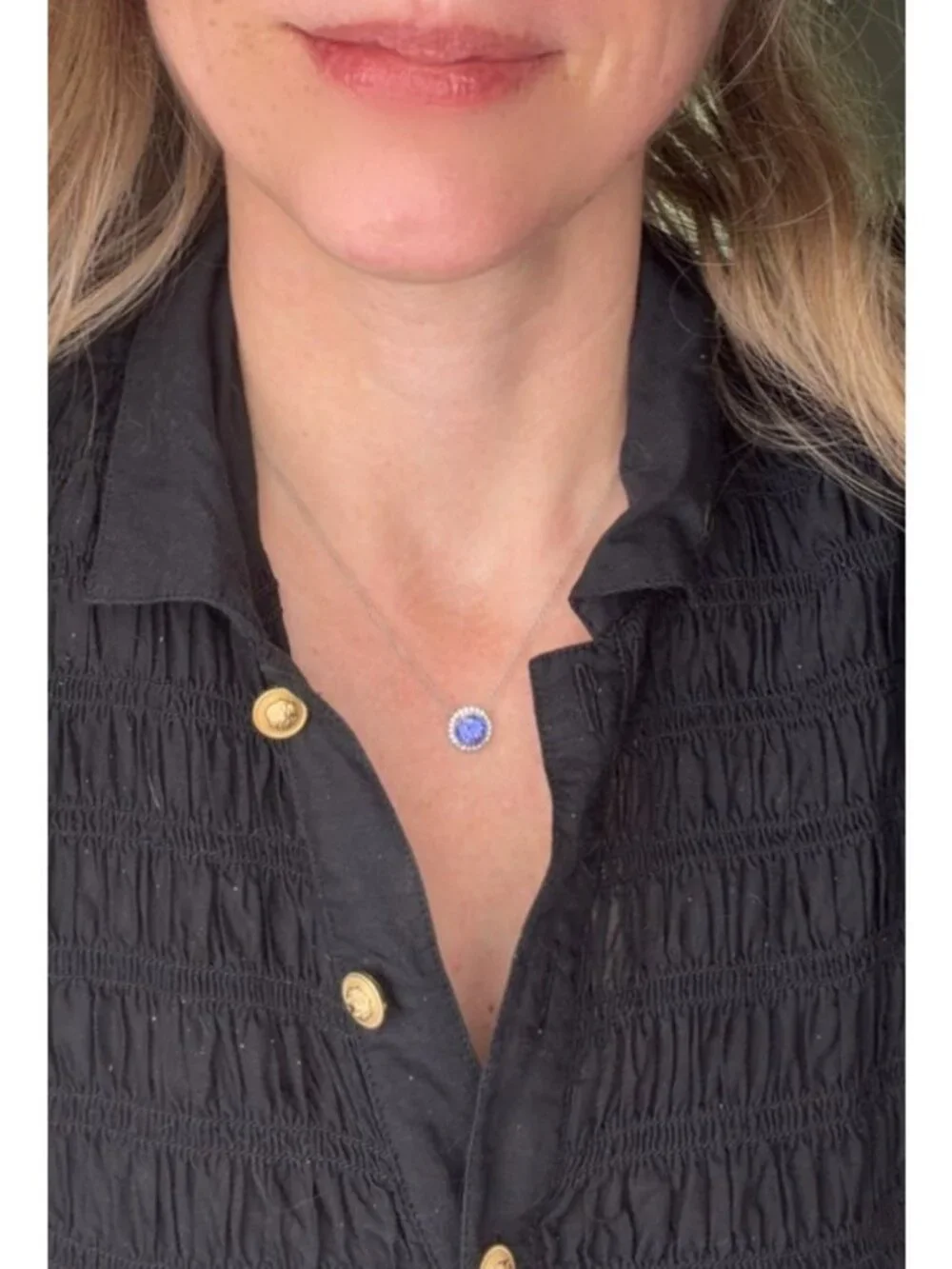 Tiffany & Co. Tanzanite Diamond Halo Solstice Necklace Platinum 16.25in